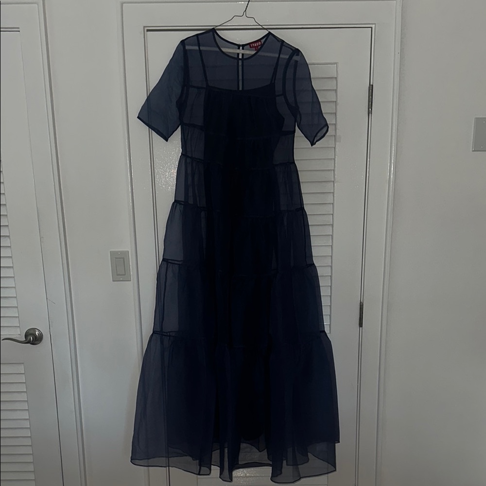 STAUD Navy Sheer Dress